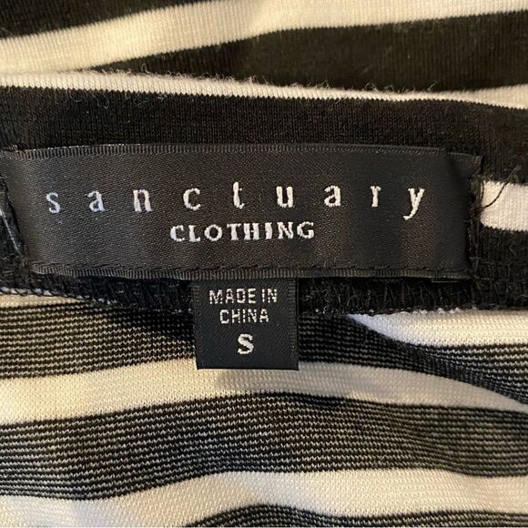 Sanctuary Black Ivory Striped Midi Elastic Waist Ponte Knit Pencil Skirt Small - Picture 4 of 4